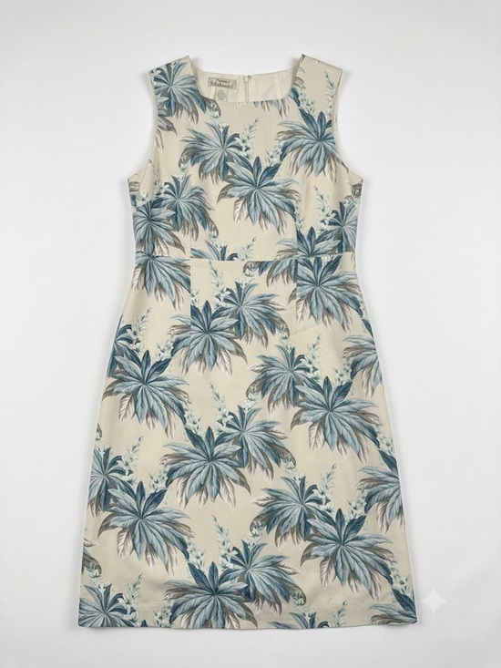 Tommy Bahama Dresses & Skirts - Vintage Tommy Bahama 100% Silk Cream Dress with Blue Palm Print